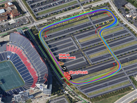Power map showing the flexibility Tim has in designing the course in the giant parking lot for the Tennessee Titans