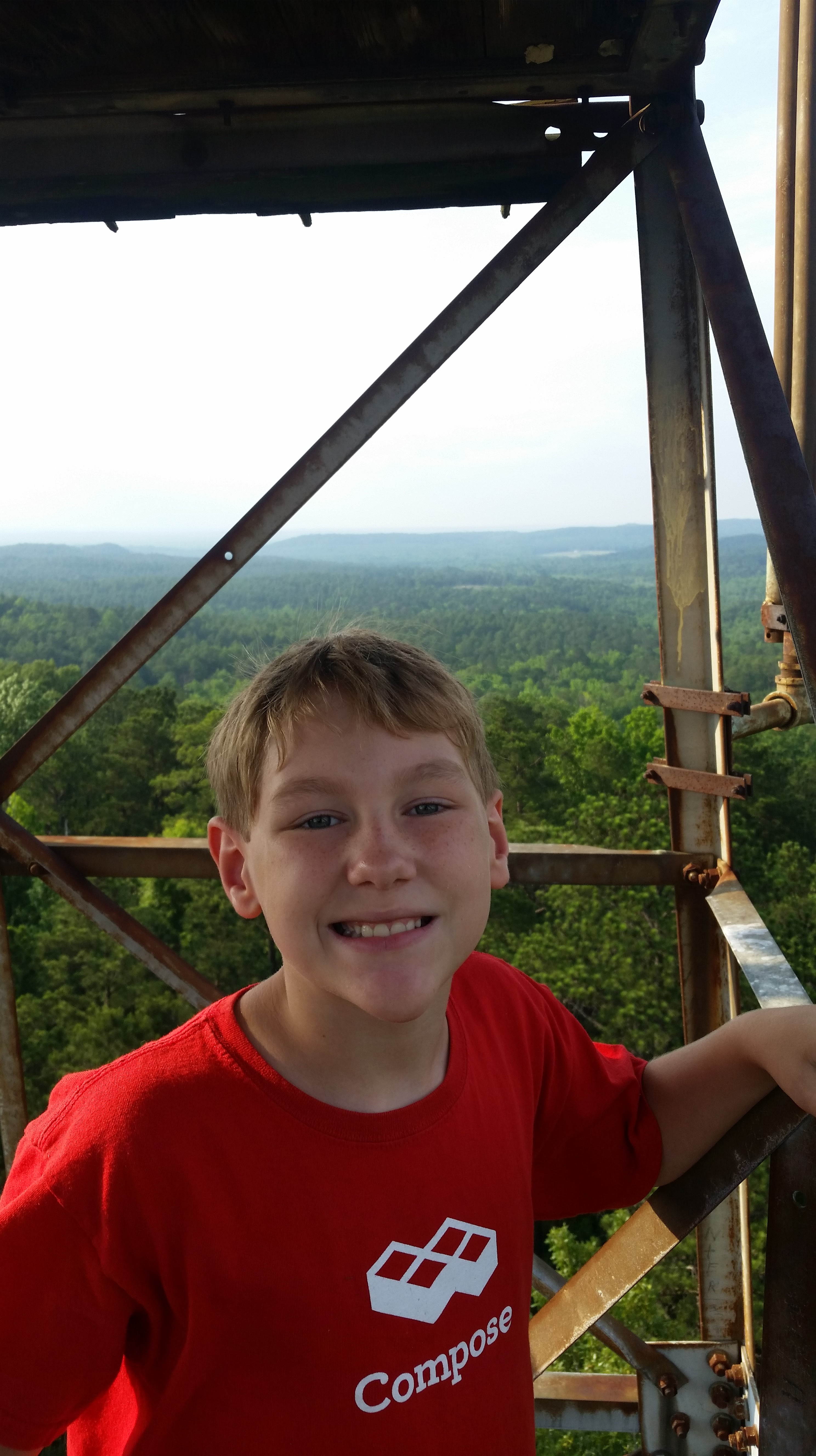 Josiah at the top of the Cahaba Lookout Tower.